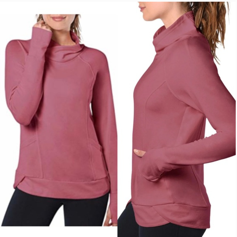 Yogalicious Cross Neck Sweatshirt M Mauve Pink Lounge Athleisure Top Shirt